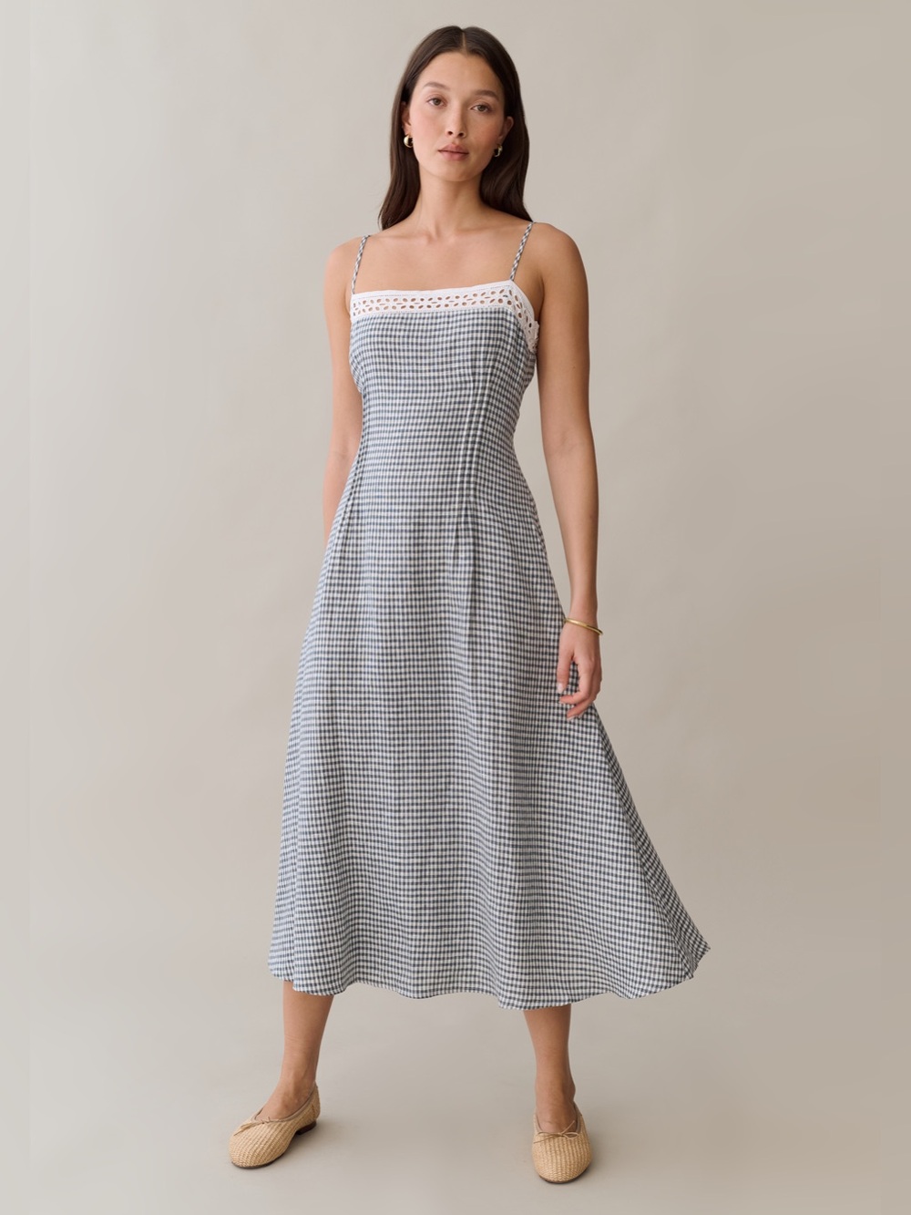 Few Moda Tanya Linen Gingham Dress